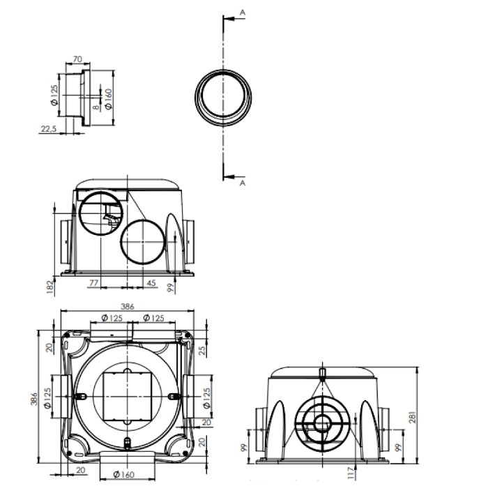 Comfofan Silent - woonhuisventilator met perilex aansluiting - RF bediening